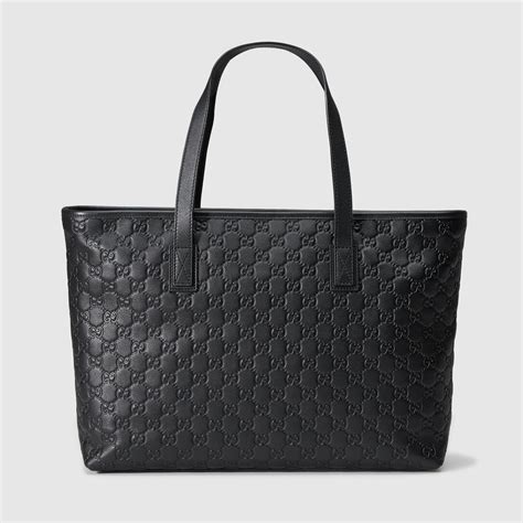 gucci black denim tote|gucci tote bag black leather.